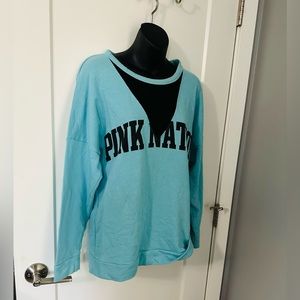 Small Victoria's Secret PINK Sweatshirt Pink Nation Campus Crew Mesh V-Neck